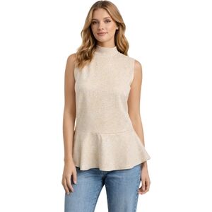 Banana Republic Animal Print Peplum Top XS Sleeveless Elegant Stretch Blouse